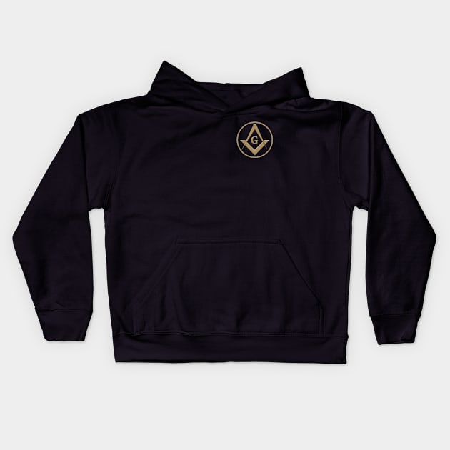 Freemason Gold Square and Compass in Circle Frame Masonic Kids Hoodie by Hermz Designs